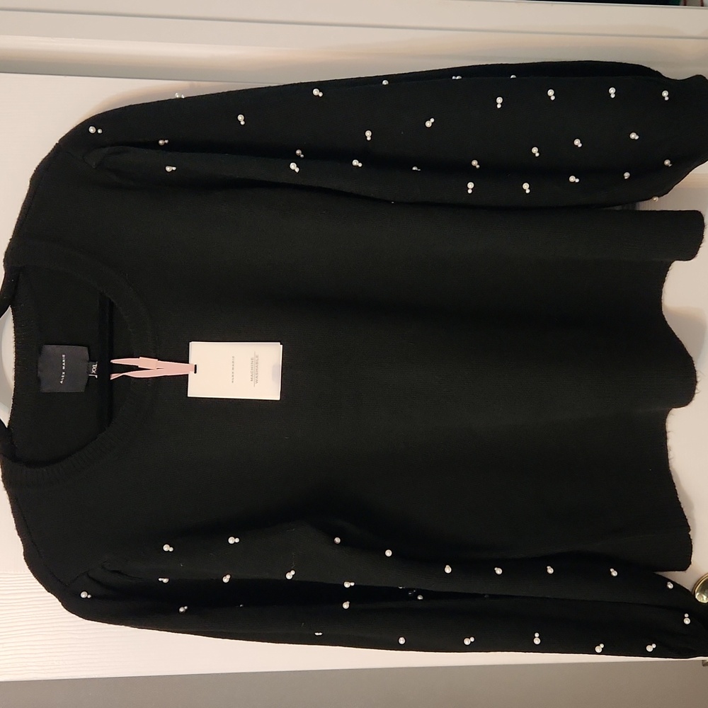 Pearl studded crewneck sweater